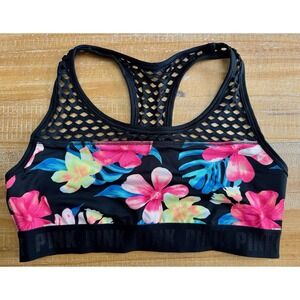 Victorias Secret PINK Ultimate Sports Bra Lt Support Floral Mesh Racerback Large